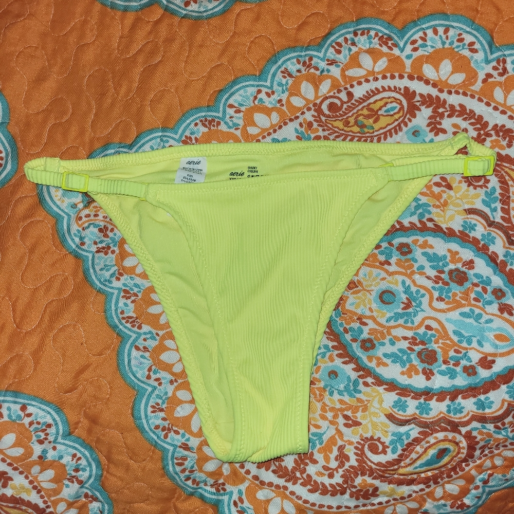 Aerie neon yellow ribbed cheeky bikini bottom